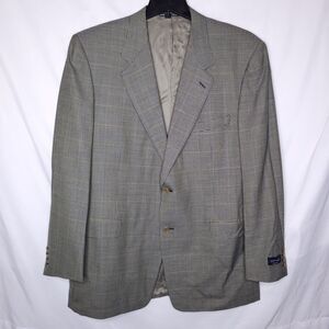 Canali Wool Blazer Mens Brown Houndstooth Italian 2 Button Single Breasted